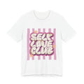 Self Love Club Tee | Pink Stripes, Retro Bubble Letter Graphic
