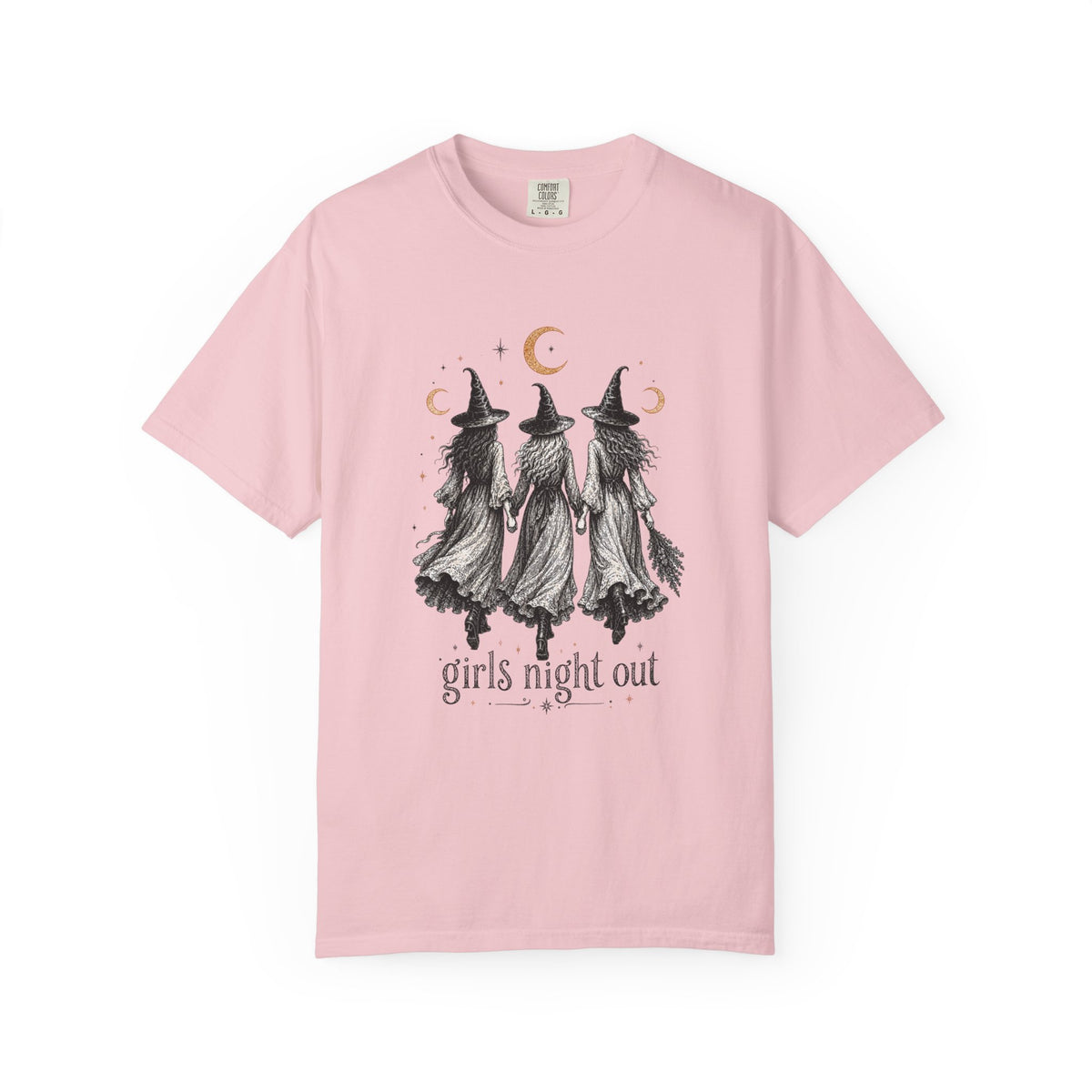 Girls Night Out witches Comfort Colors T-shirt | Halloween witch trio moon design