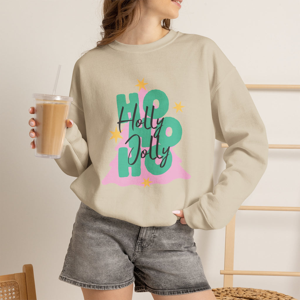 Holiday Christmas Sweatshirt| Ho Ho Ho Holly Jolly Tree Crewneck