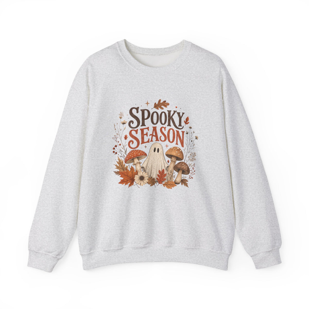 Spooky Season ghost mushrooms autumn leaves sweatshirt | Halloween fall