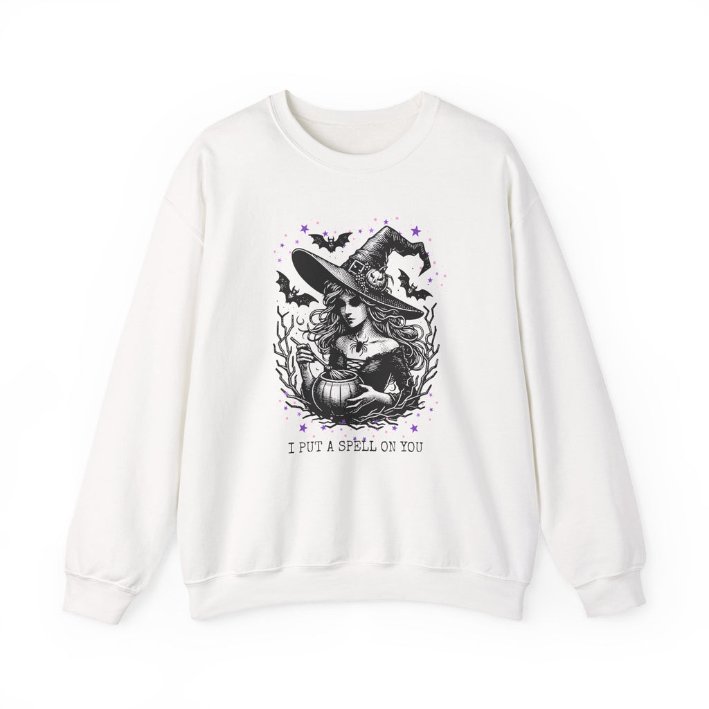 Witch Stirring Cauldron, Bats Illustration Sweatshirt | I Put a Spell on You, Halloween