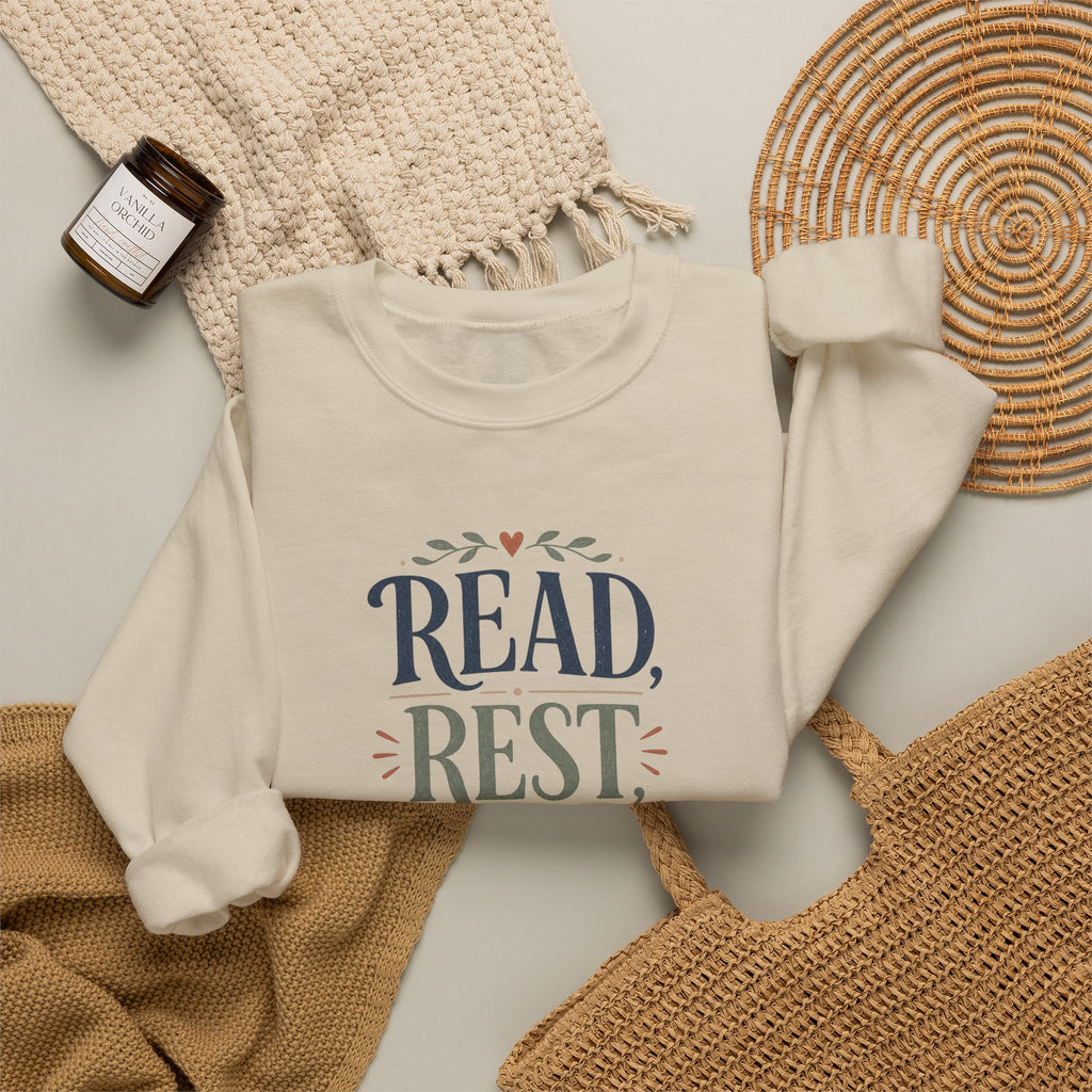 Read Rest Repeat sweatshirt | Reading cozy book lover apparel