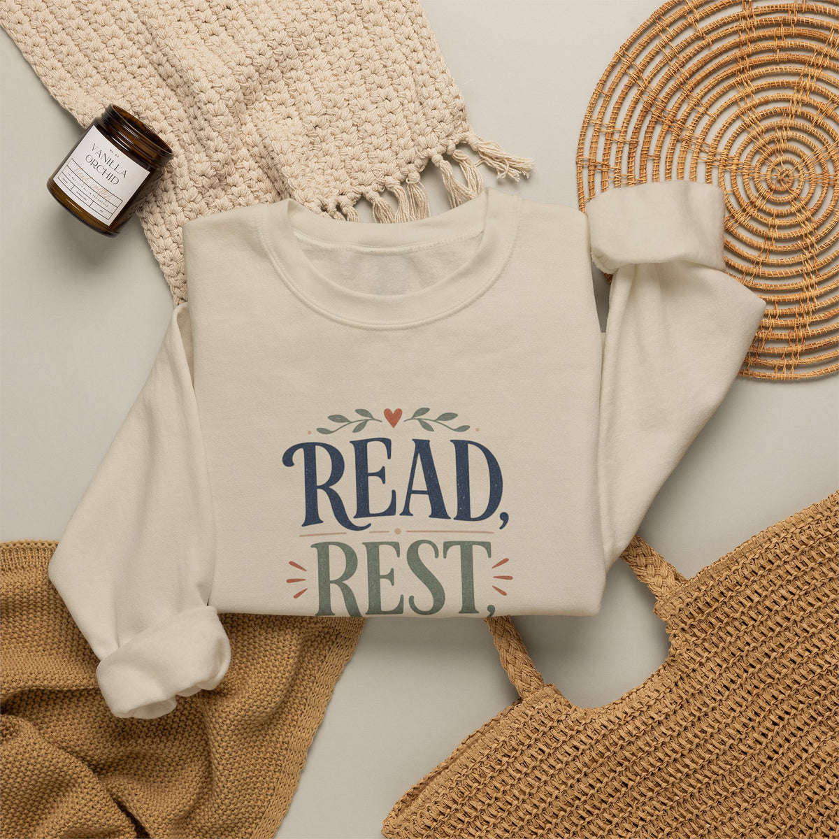 Read Rest Repeat sweatshirt | Reading cozy book lover apparel