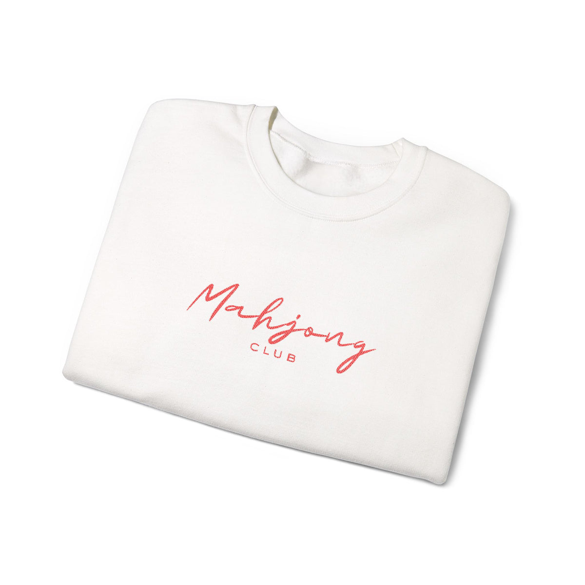 Embroidered Sweatshirt Mahjong Club | Minimalist Typography Asian Game Crewneck