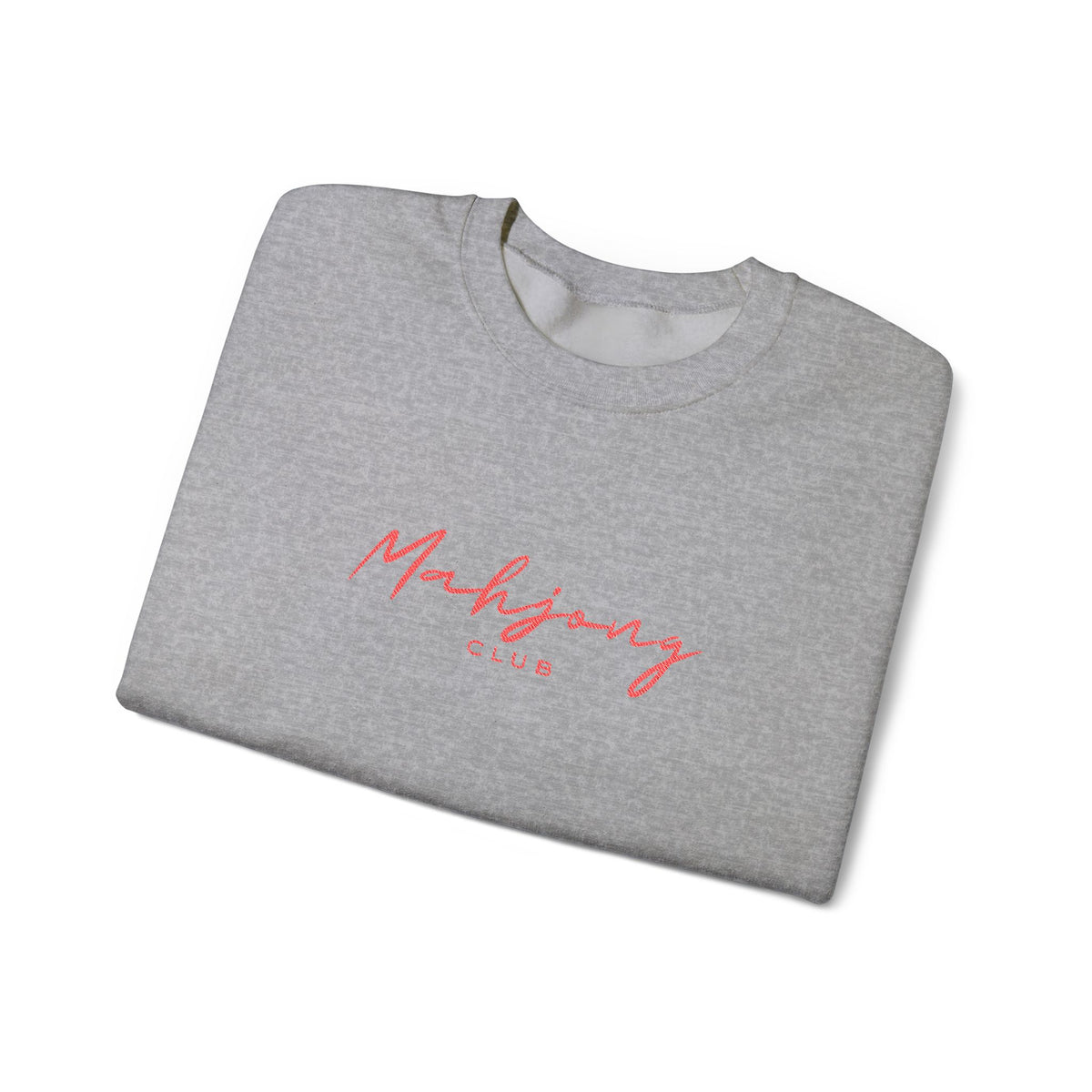 Embroidered Sweatshirt Mahjong Club | Minimalist Typography Asian Game Crewneck
