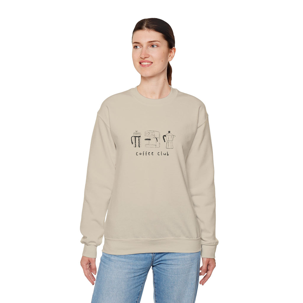 Embroidered Sweatshirt Coffee Club | Minimalist Coffee Makers Graphic Crewneck