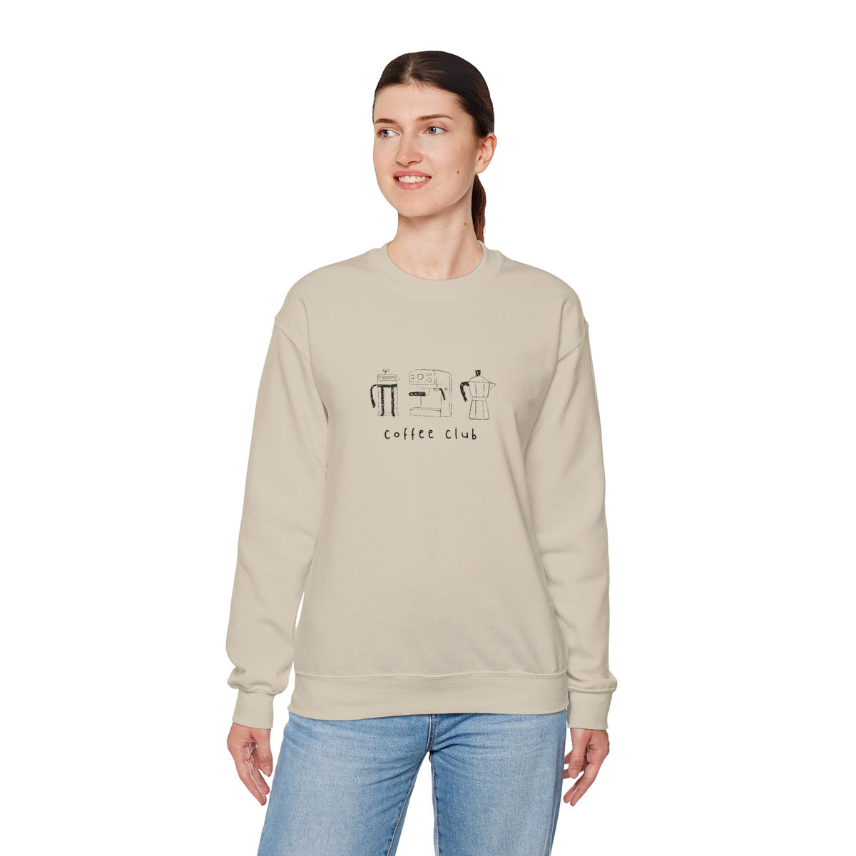 Embroidered Sweatshirt Coffee Club | Minimalist Coffee Makers Graphic Crewneck