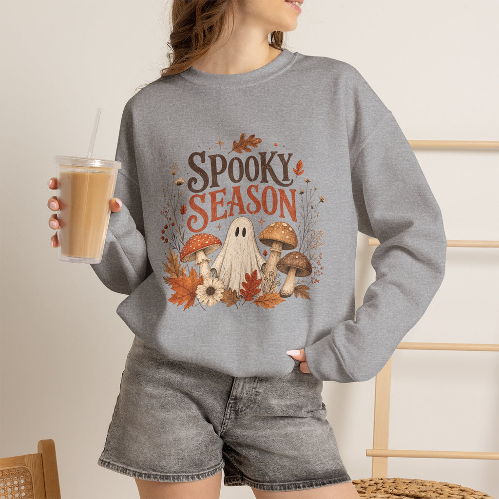 Spooky Season ghost mushrooms autumn leaves sweatshirt | Halloween fall
