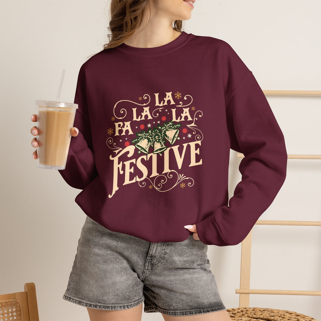 Christmas Sweatshirt |Fa La La La Festive Holiday Style Bells