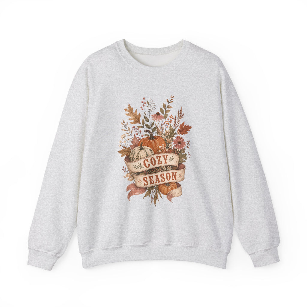 Cozy Season Fall Pumpkin Floral Crewneck Sweatshirt | Autumn Sweater
