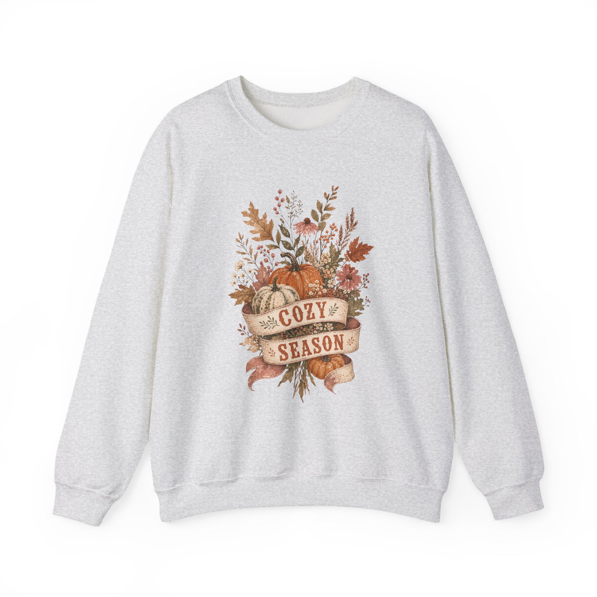 Cozy Season Fall Pumpkin Floral Crewneck Sweatshirt | Autumn Sweater