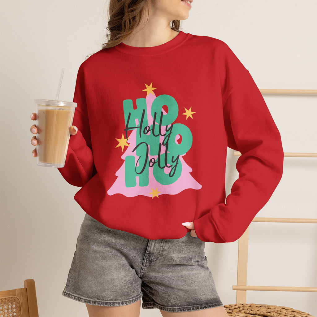 Holiday Christmas Sweatshirt| Ho Ho Ho Holly Jolly Tree Crewneck