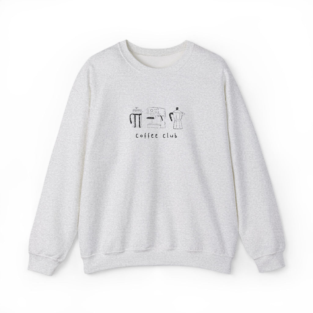 Embroidered Sweatshirt Coffee Club | Minimalist Coffee Makers Graphic Crewneck