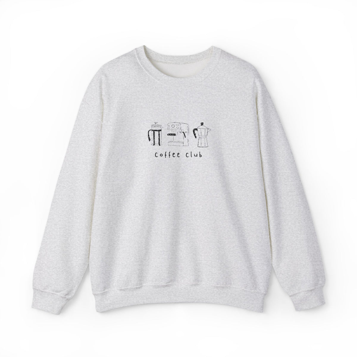 Embroidered Sweatshirt Coffee Club | Minimalist Coffee Makers Graphic Crewneck