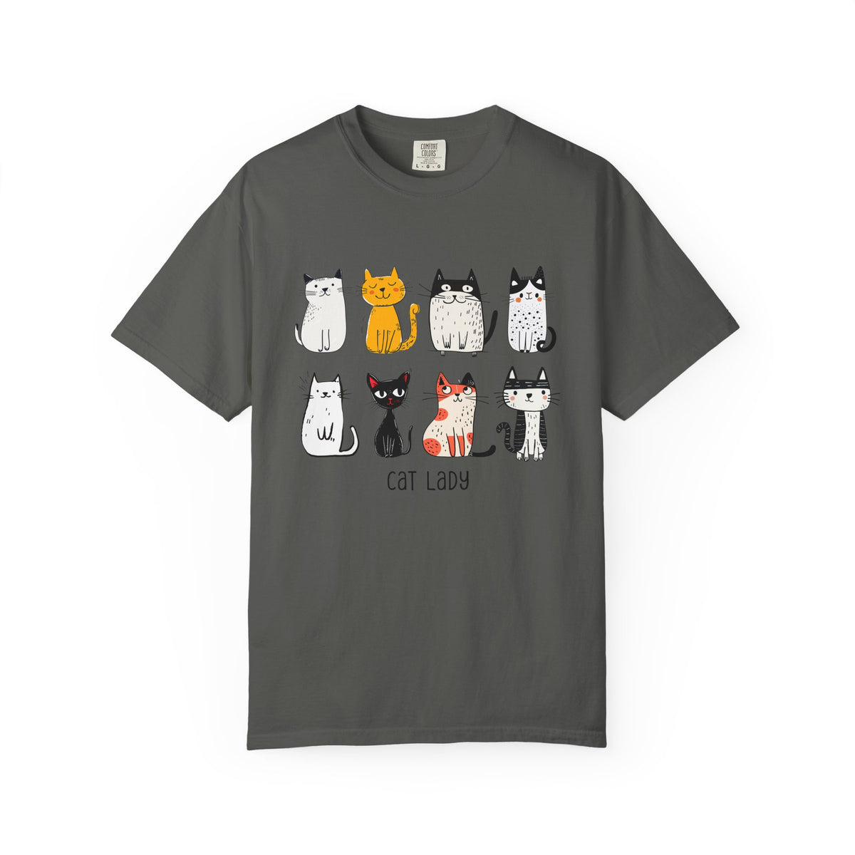 Cute Cat Illustration Cat Lady T-shirt | Kitty Lineup, Whimsical Cats