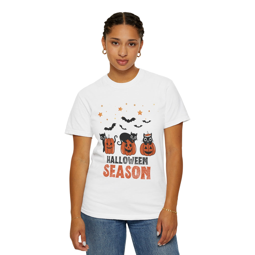 Halloween Season Pumpkin Black Cats Comfort Colors T-shirt | Jack-o'-Lanterns, Bats, Stars