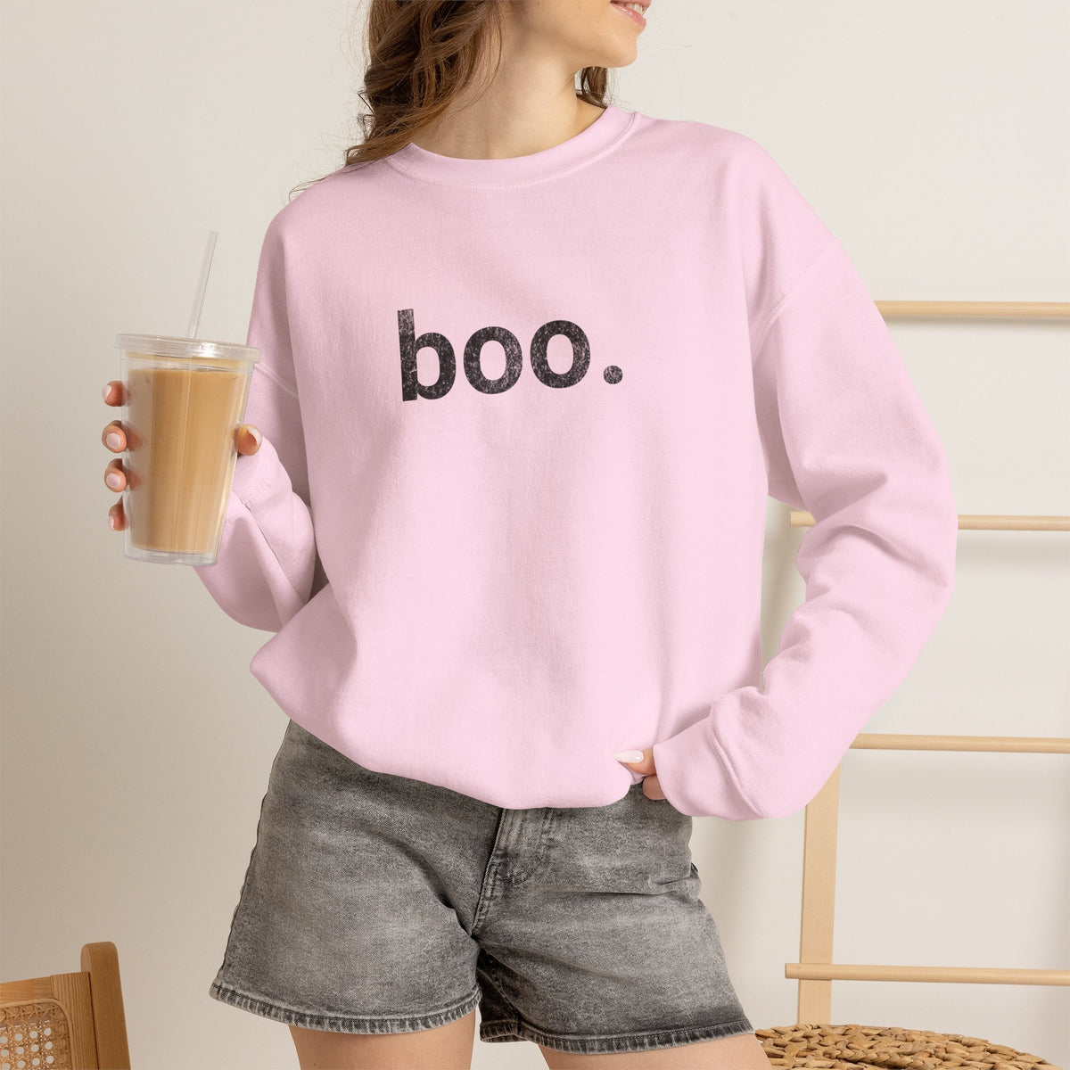 boo distressed sweatshirt | Minimal Halloween Text Design