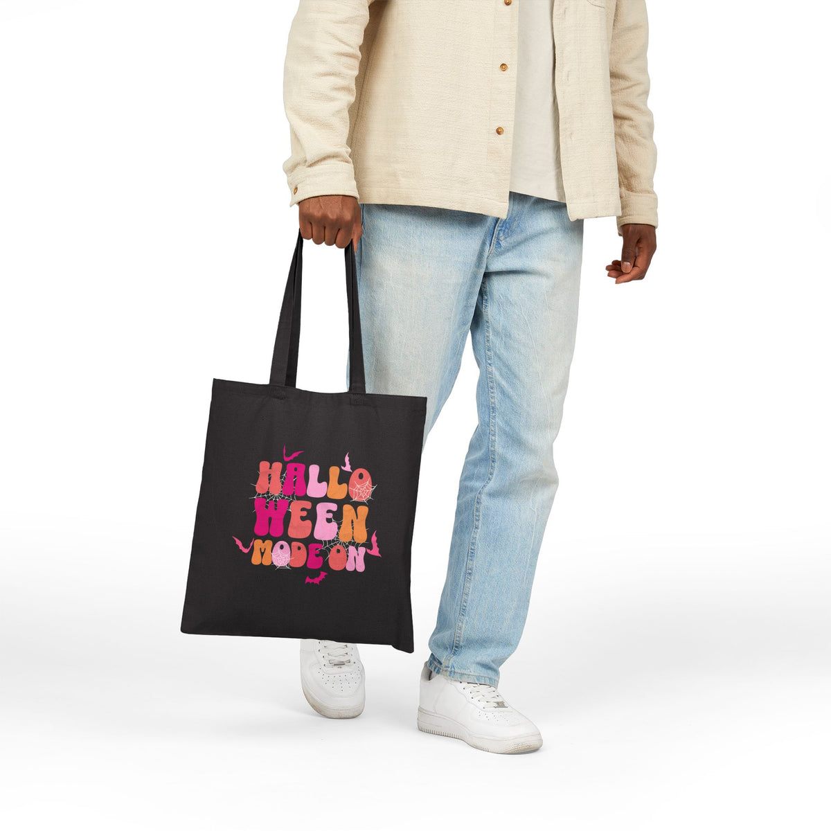 Halloween Mode On Tote Bag | Retro Pumpkin Typography, Fall Trick or Treat