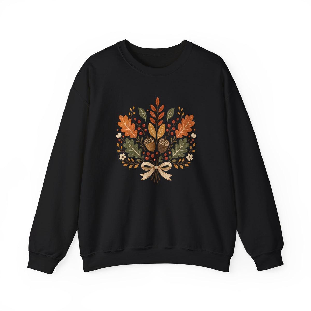 Autumn Foliage Bouquet Sweatshirt | Fall Leaves Acorn Crewneck