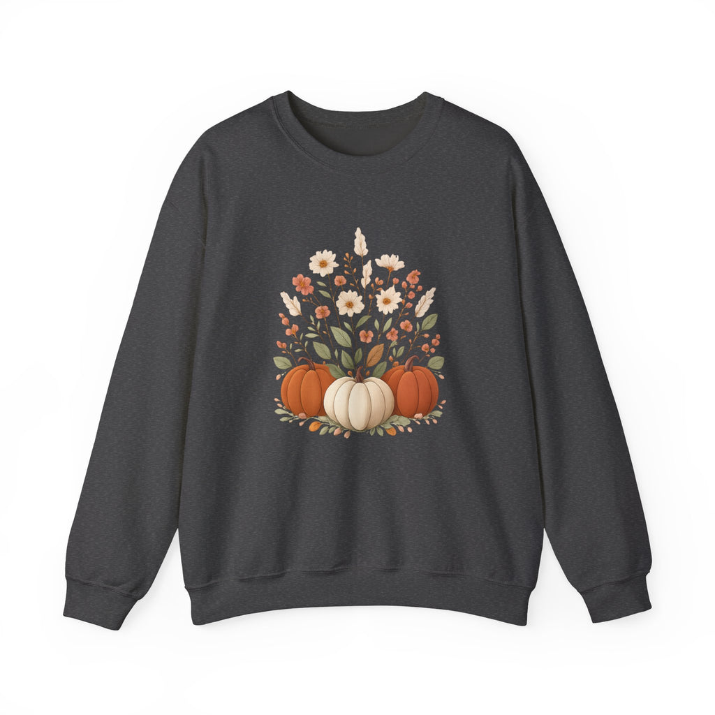 Autumn Floral Pumpkins Sweatshirt | Fall Harvest Pumpkin Crewneck