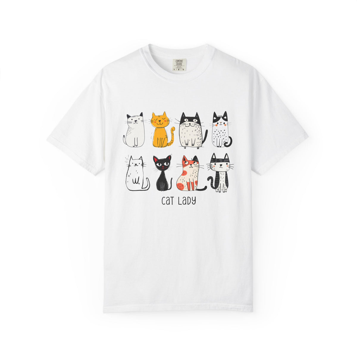 Cute Cat Illustration Cat Lady T-shirt | Kitty Lineup, Whimsical Cats