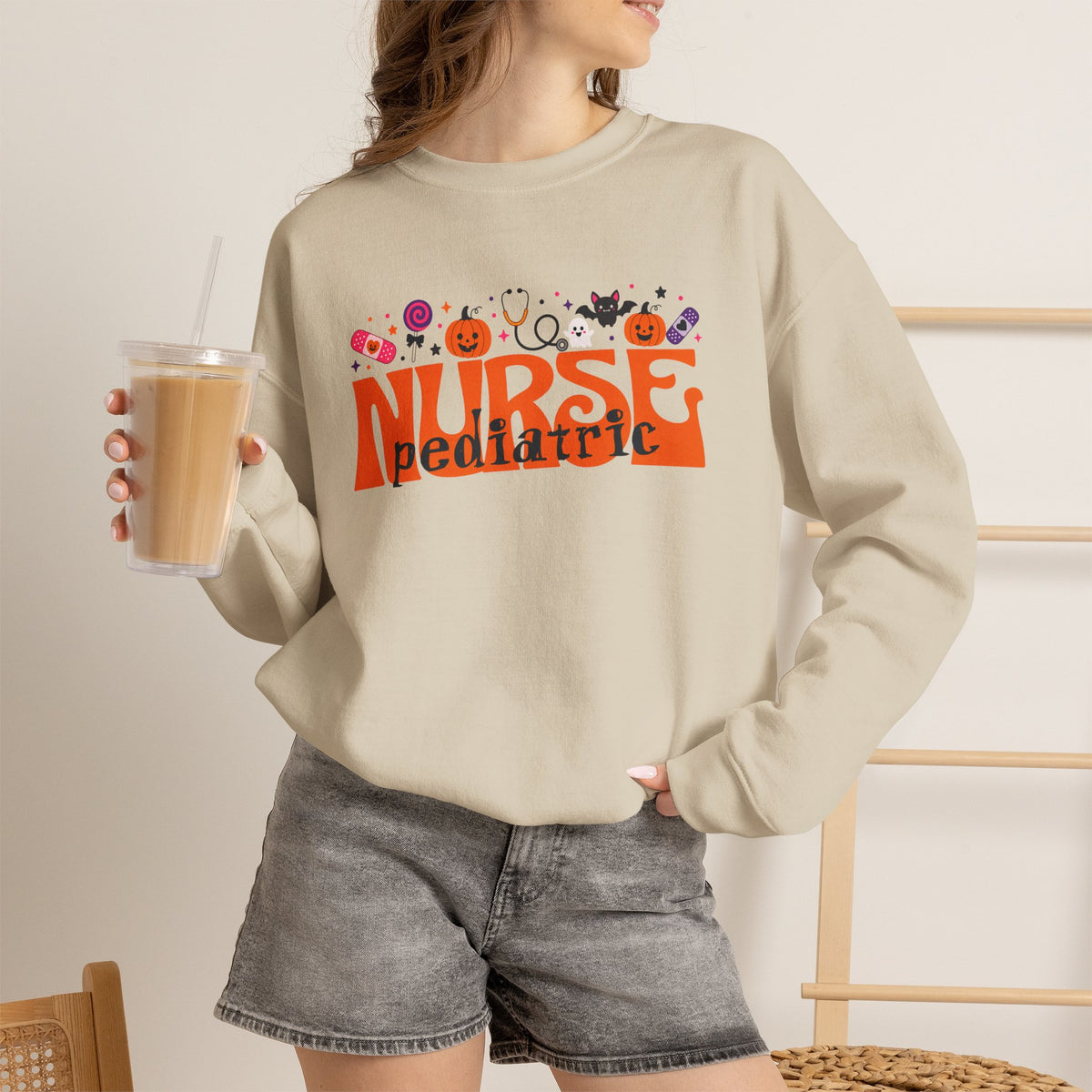 Halloween Pediatric Nurse sweatshirt | cute spooky icons