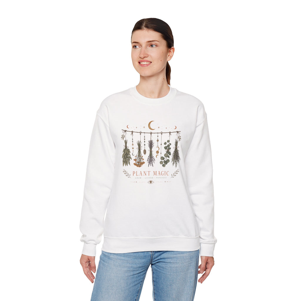 Plant Magic hanging herbs design Sweatshirt | Botanical Moon Illustration