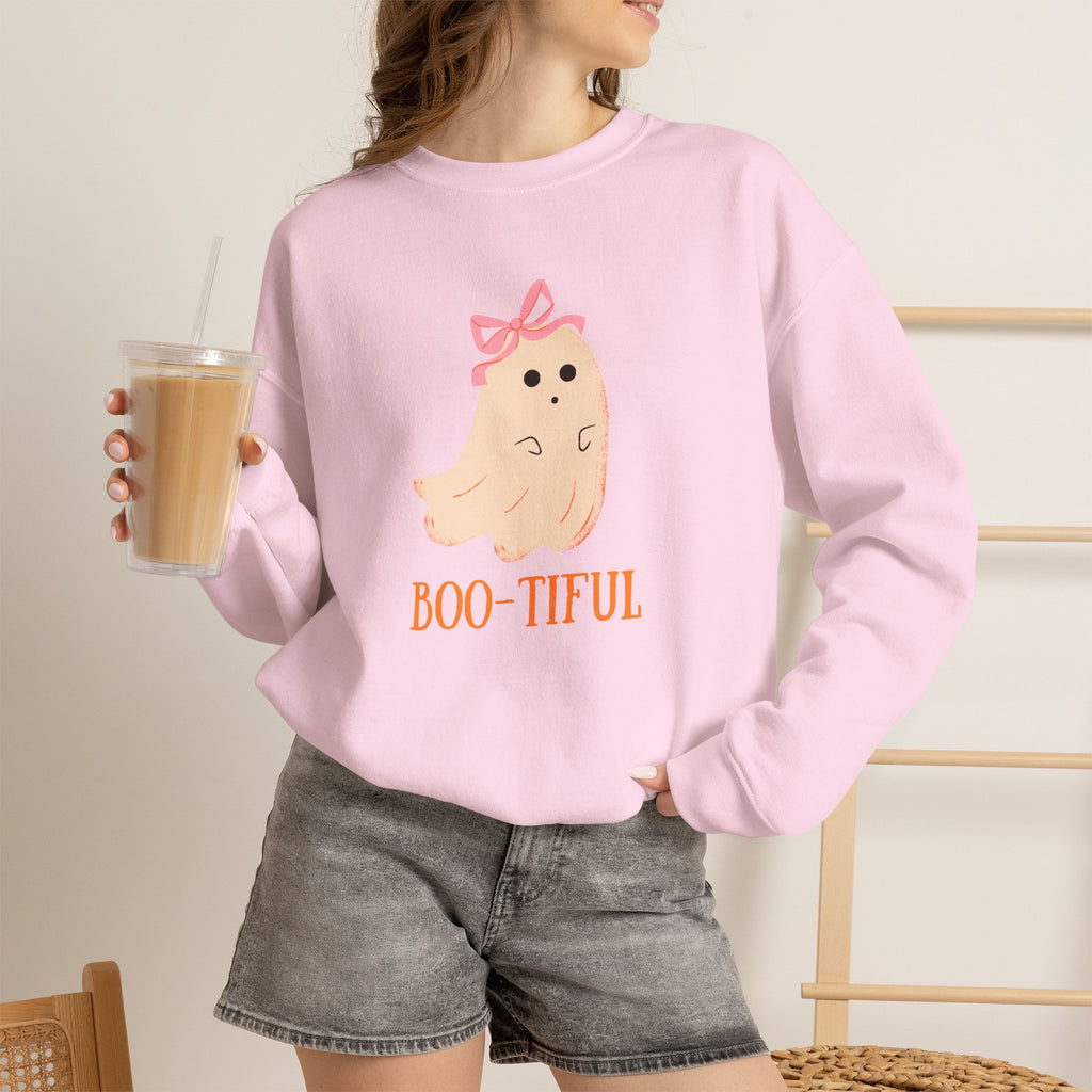Cute Pastel Ghost Boo-tiful Crewneck | Halloween Ghost Sweatshirt