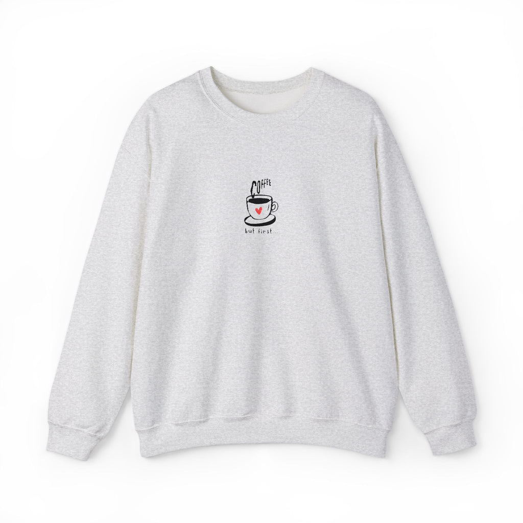 Embroidered Sweatshirt Coffee Cup | Coffee Lovers Minimalist But First Coffee Illustration