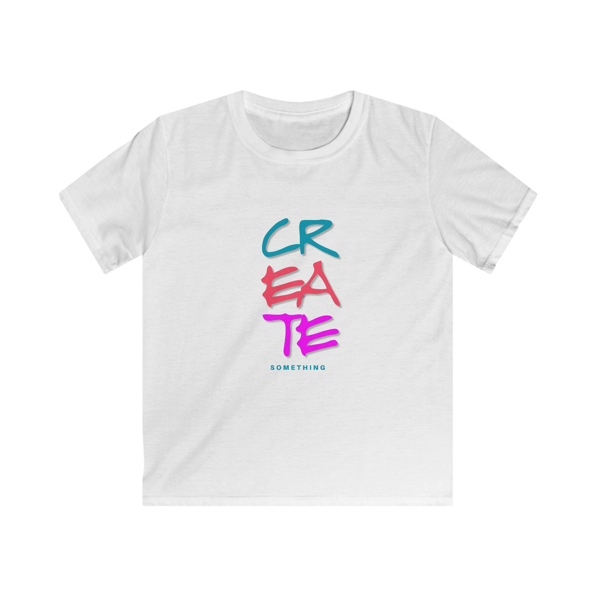 Create Something Kids Tee | Colorful Brush Lettering, Art Encouragement