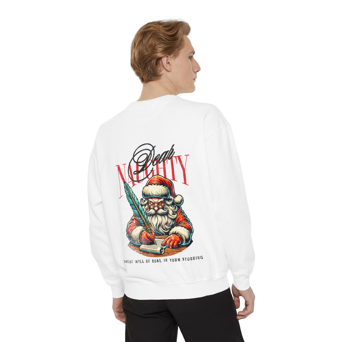 Christmas Sweatshirt Funny Naughty Santa Letter | Vintage Santa Coal In Stocking Comfort Colors Crewneck