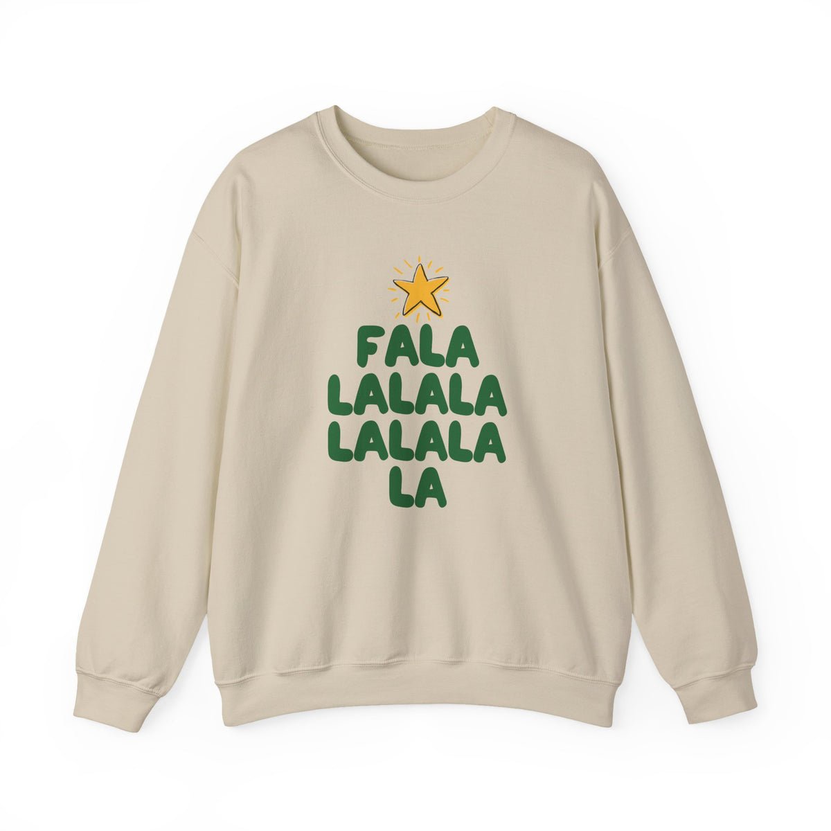 Christmas Sweatshirt Tree Design| Festive Cute Fala Lalala Christmas Tree with Star Crewneck