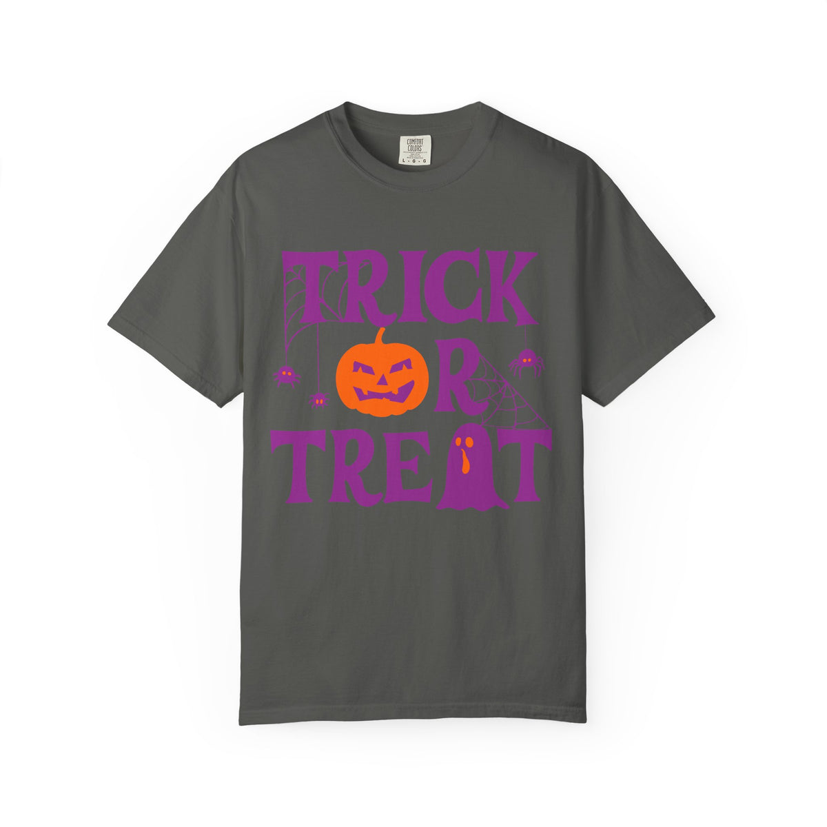 Trick Or Treat Halloween Design T-shirt | Pumpkin Ghost Spiderweb Tee