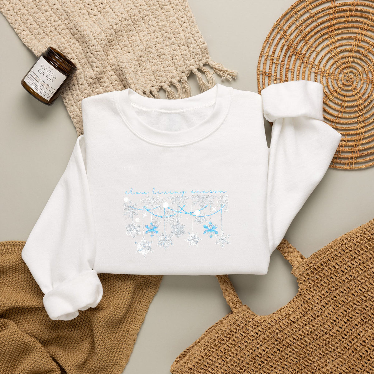 Embroidered Sweatshirt Winter Snowflakes | Slow Living Season Christmas