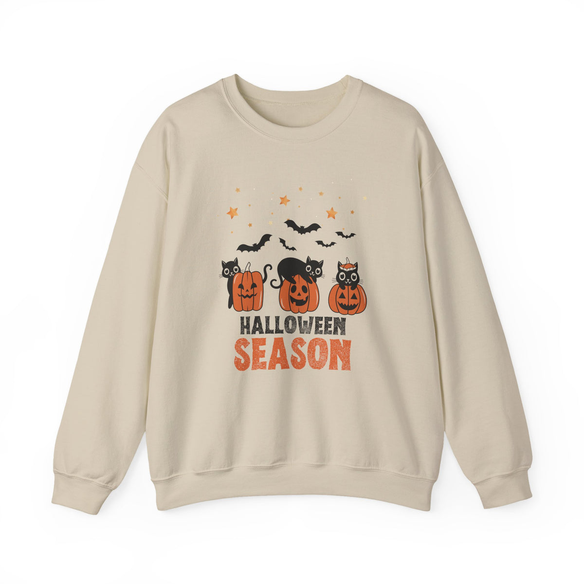 Halloween Season Pumpkin Cats Bats Stars Sweatshirt | Cute Jack-o-Lanterns