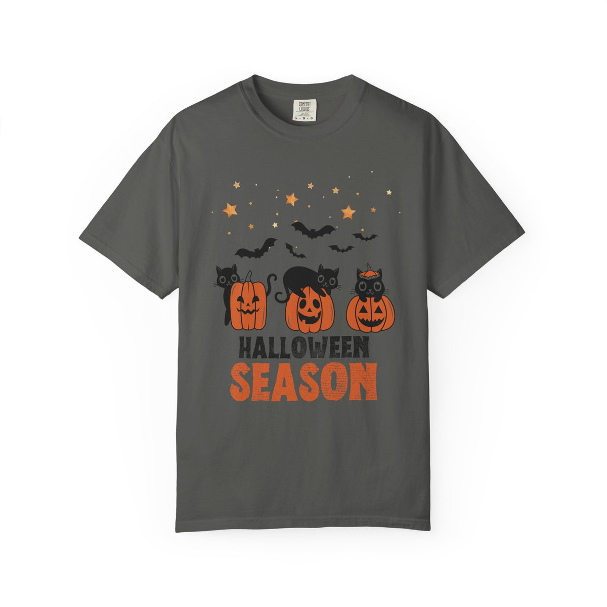 Halloween Season Pumpkin Black Cats Comfort Colors T-shirt | Jack-o'-Lanterns, Bats, Stars