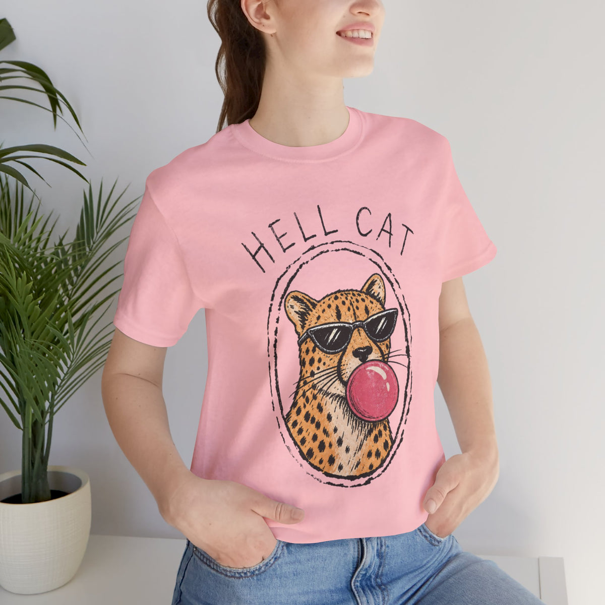 Hell Cat with Sunglasses and Bubblegum T-Shirt | Funny Cat Tee