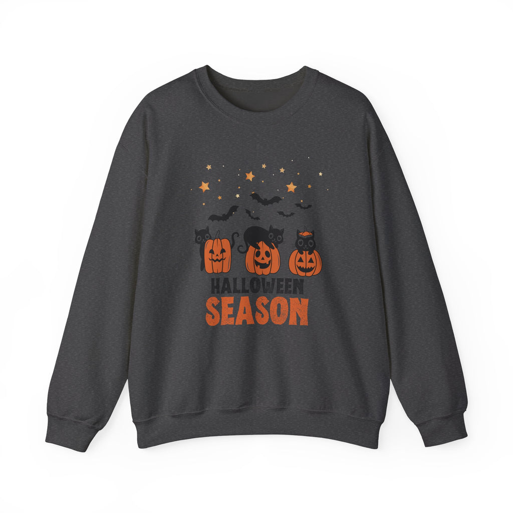 Halloween Season Pumpkin Cats Bats Stars Sweatshirt | Cute Jack-o-Lanterns