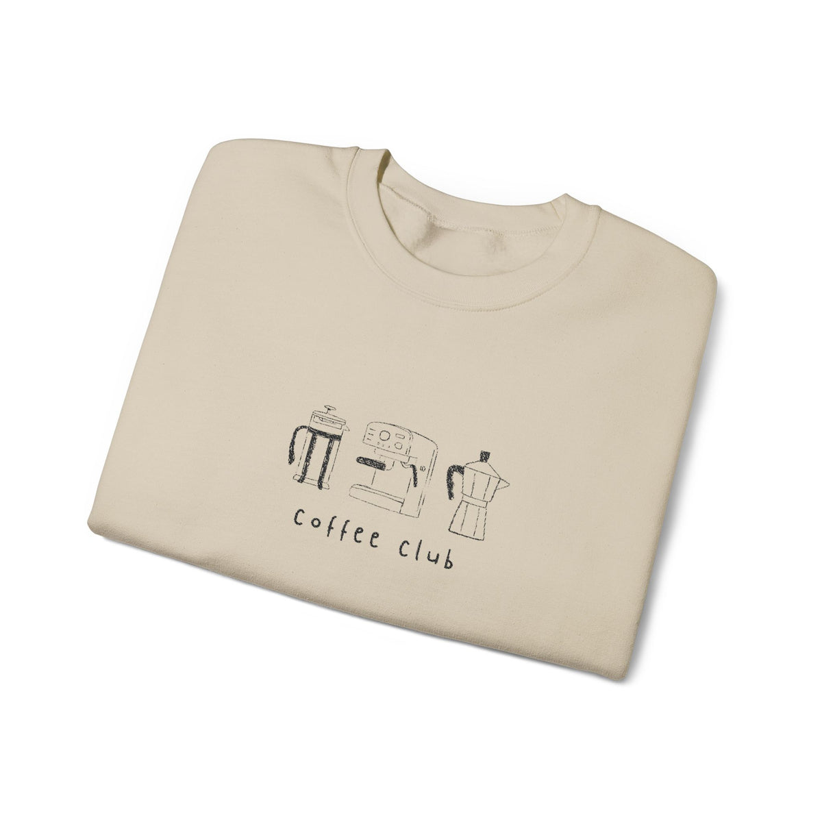 Embroidered Sweatshirt Coffee Club | Minimalist Coffee Makers Graphic Crewneck