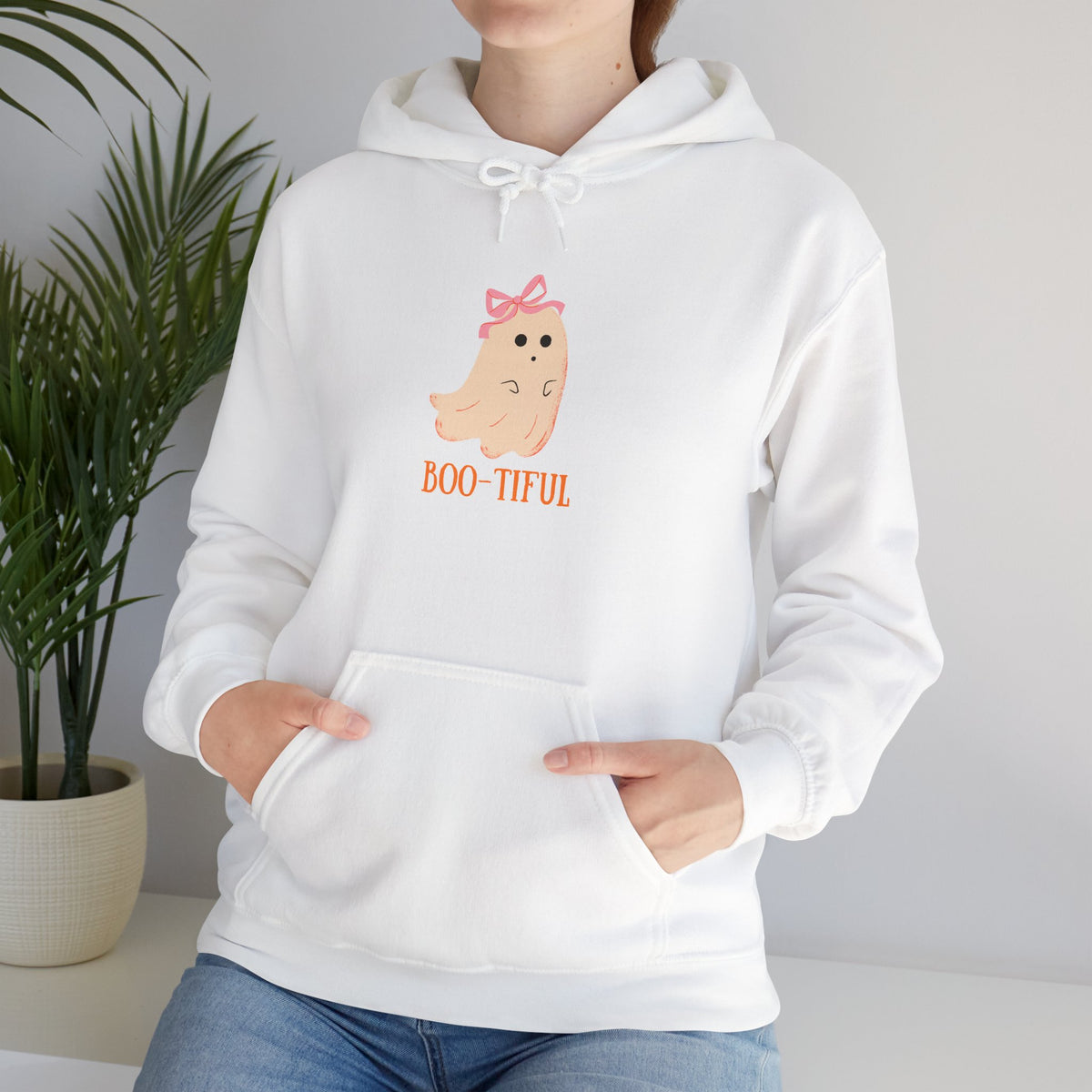Cute Ghost "Boo-tiful" Hoodie | Halloween Ghost Illustration
