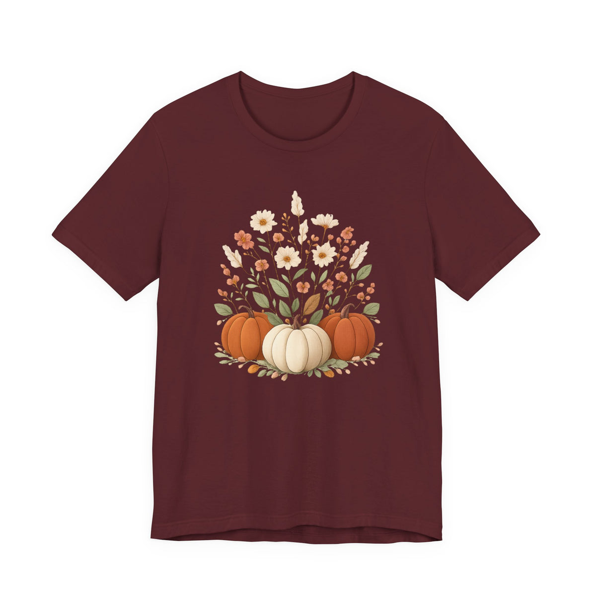 Autumn Pumpkins and Wildflowers Tee | Fall Floral Pumpkin Trio