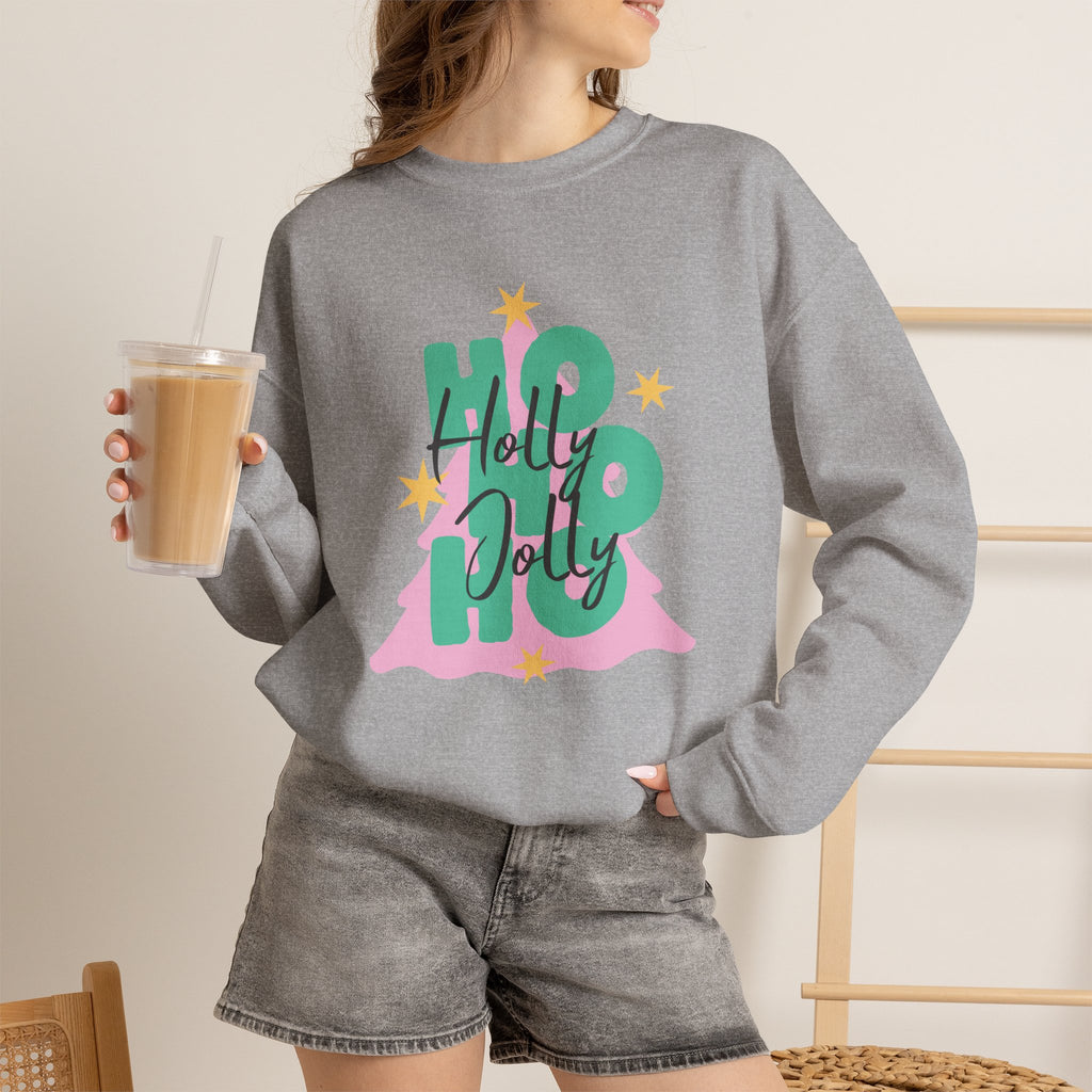 Holiday Christmas Sweatshirt| Ho Ho Ho Holly Jolly Tree Crewneck