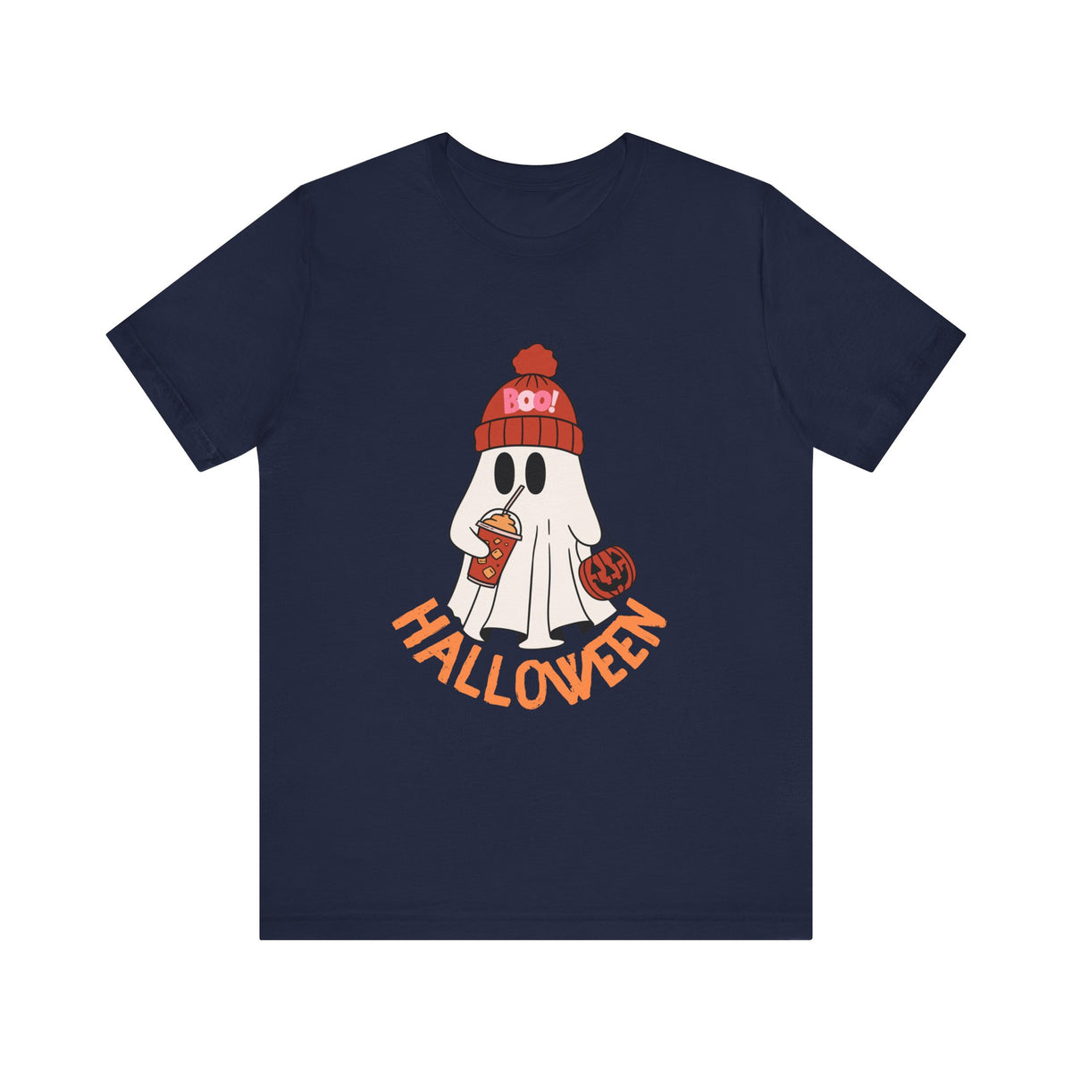 Cozy Beanie Ghost Halloween T-Shirt | Trick-or-Treat Costume Tee