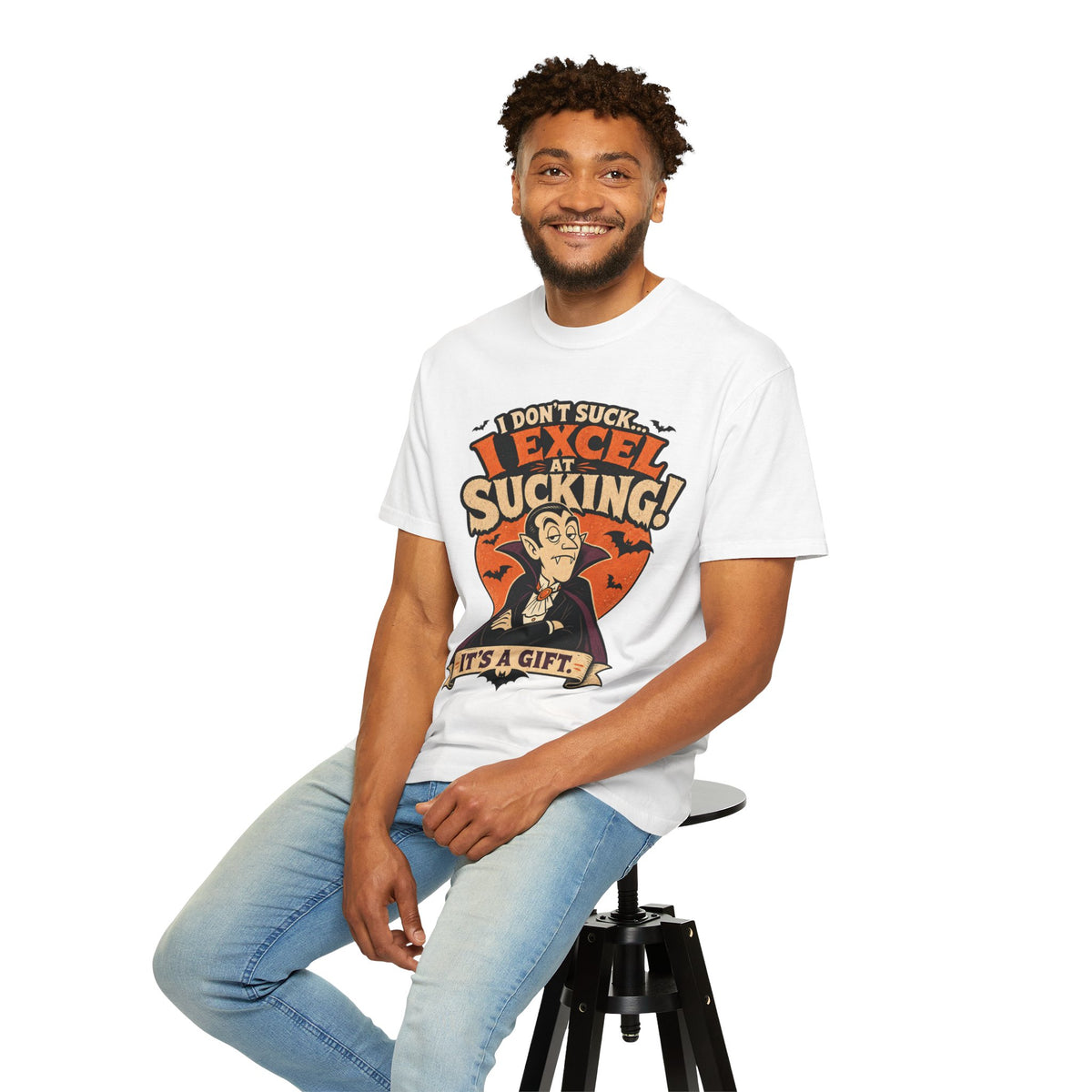 I Don't Suck I Excel At Sucking Vampire Illustration T-shirt