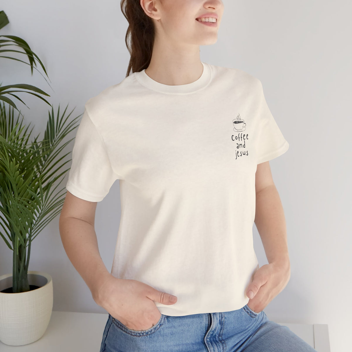 Coffee and Jesus Tee | Minimal Coffee Cup Christian Shirt
