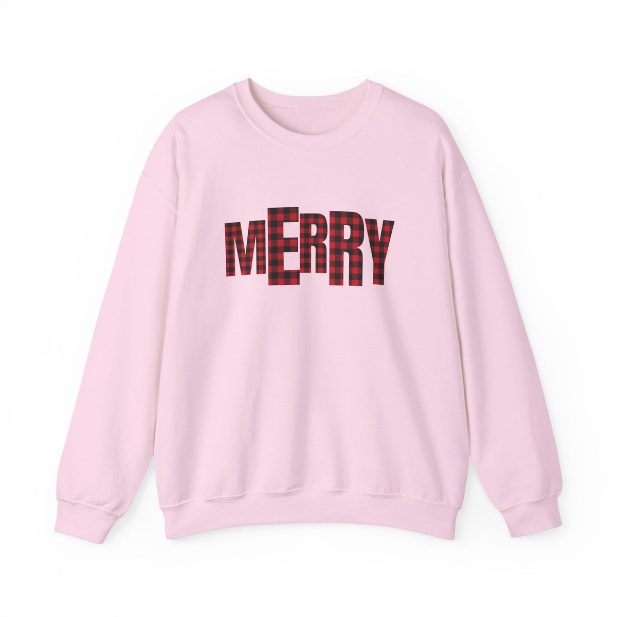 MERRY buffalo plaid letters Sweatshirt | Christmas holiday cozy design