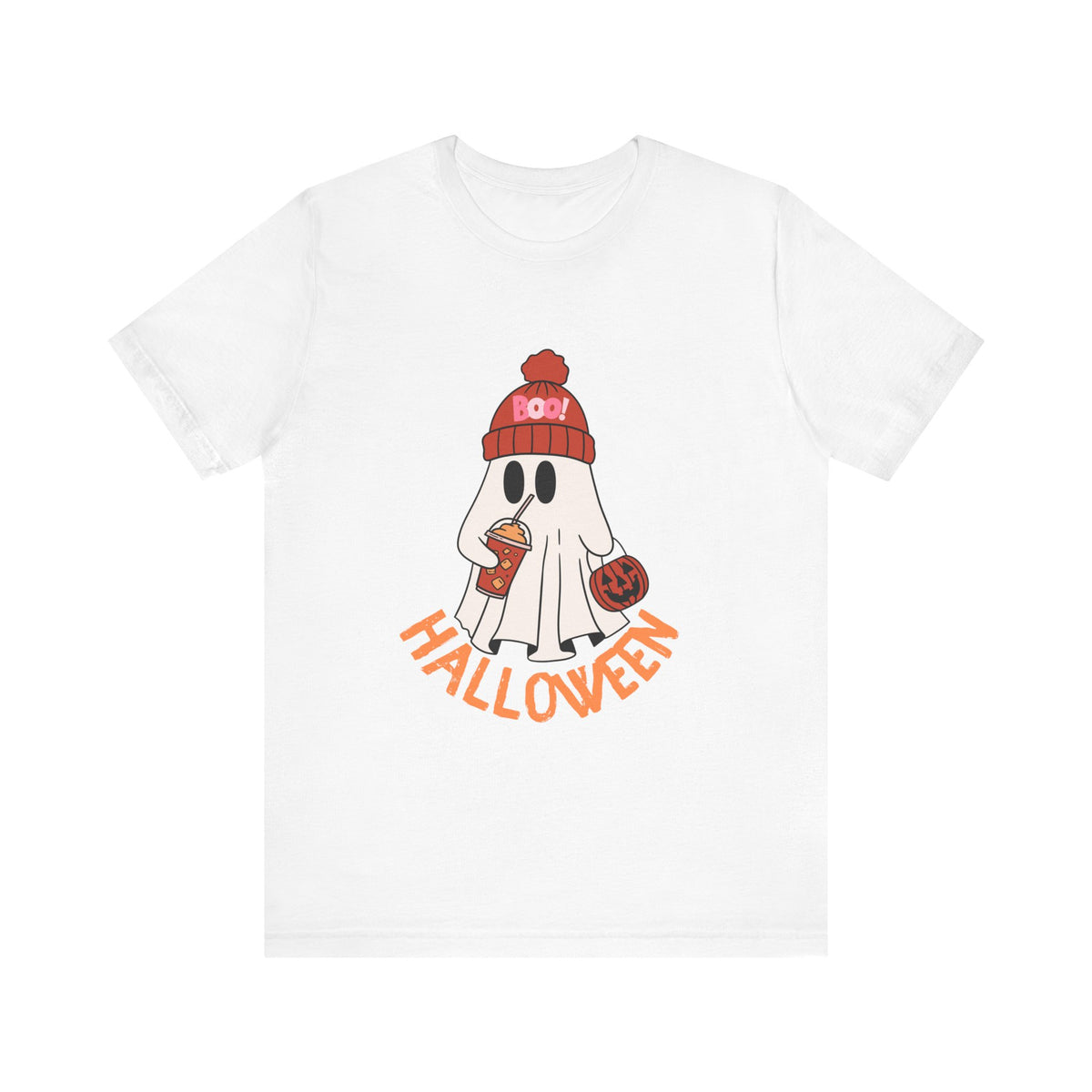 Cozy Beanie Ghost Halloween T-Shirt | Trick-or-Treat Costume Tee