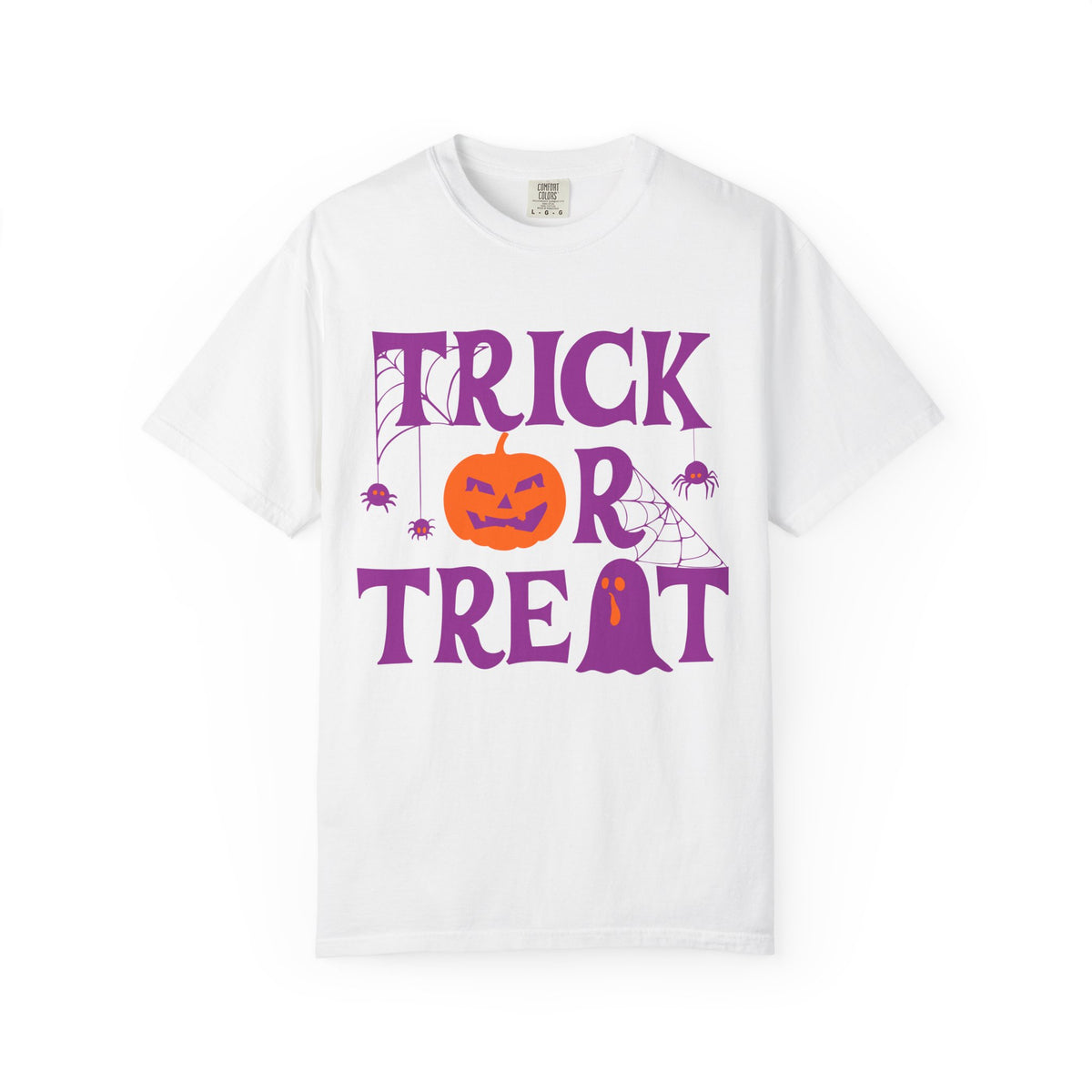 Trick Or Treat Halloween Design T-shirt | Pumpkin Ghost Spiderweb Tee