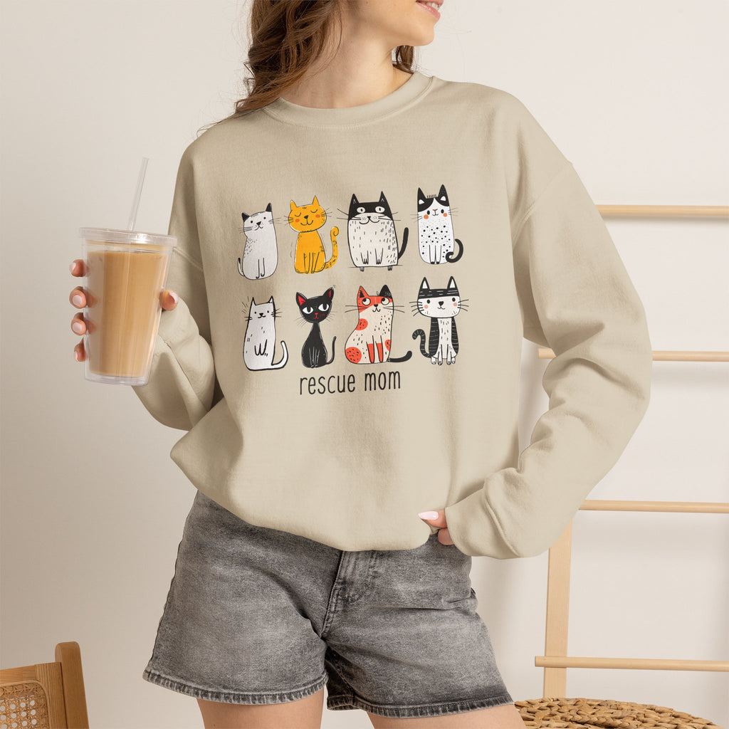 Rescue Mom Cats sweatshirt | Cat Mom Crewneck, Animal Rescue Shirt