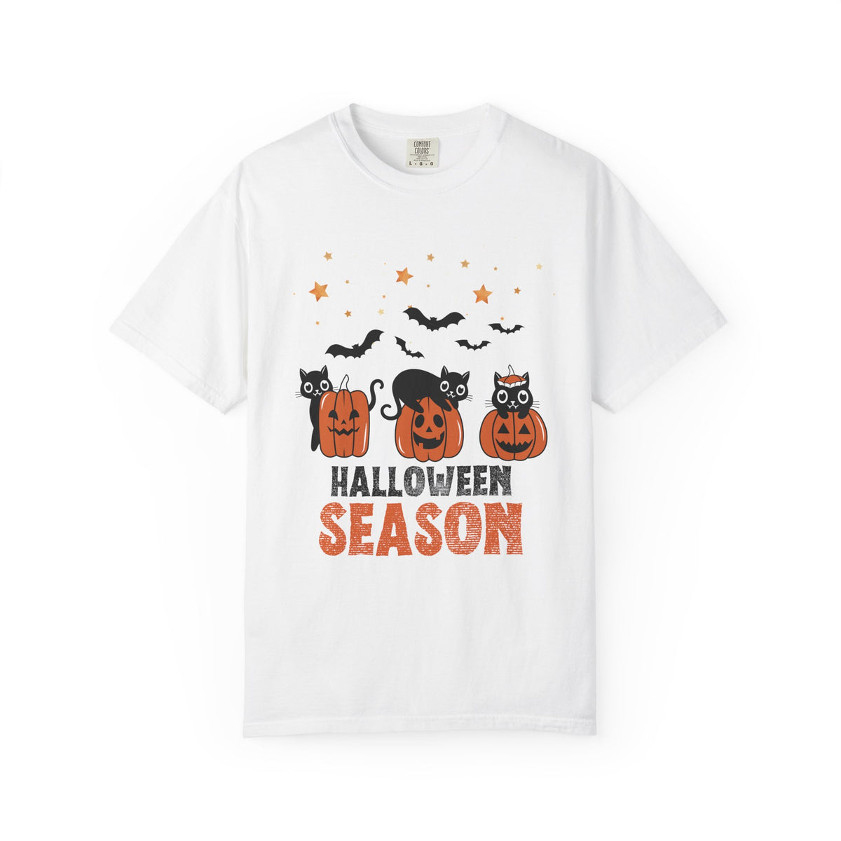 Halloween Season Pumpkin Black Cats Comfort Colors T-shirt | Jack-o'-Lanterns, Bats, Stars